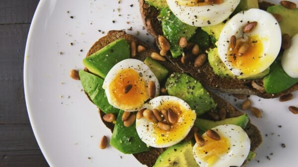 pastry and boiled egg on plate