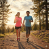 Couple enjoying weird hobbies after 40 through outdoor fitness and active lifestyle adventures.