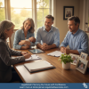 A professional advisor meets with a happy family and their newborn to discuss wills and estate planning, showcasing LegalShield’s support for planning the future with confidence.