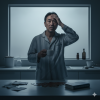 Midlife creative experiencing burnout at 50, standing in a quiet kitchen with coffee, reflecting before his breakthrough.