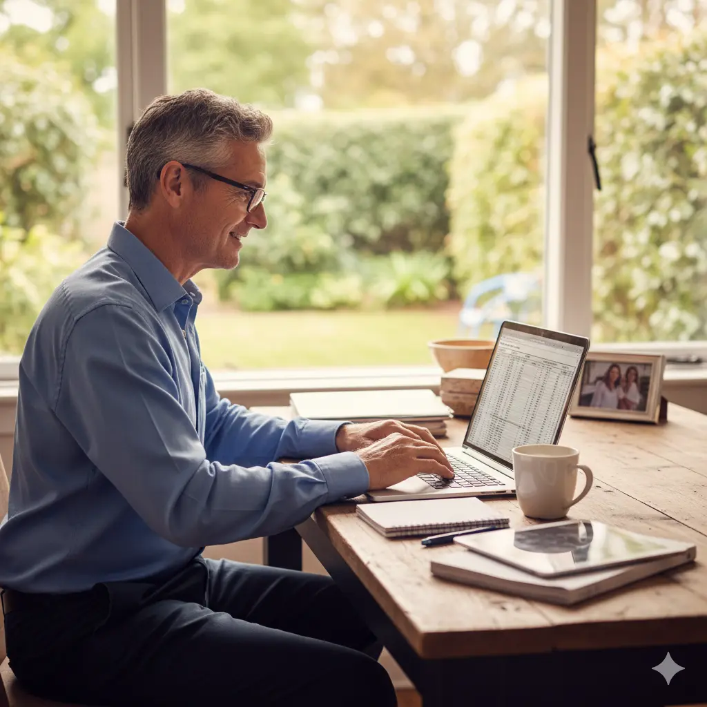 Man working on paperwork and reviewing documents related to the one subscription that changed how I handle contracts.
