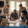 A friendly team of adults reviewing legal documents and digital plans together at home, featuring the LegalShield logo and tagline “Protection for Real Life.”