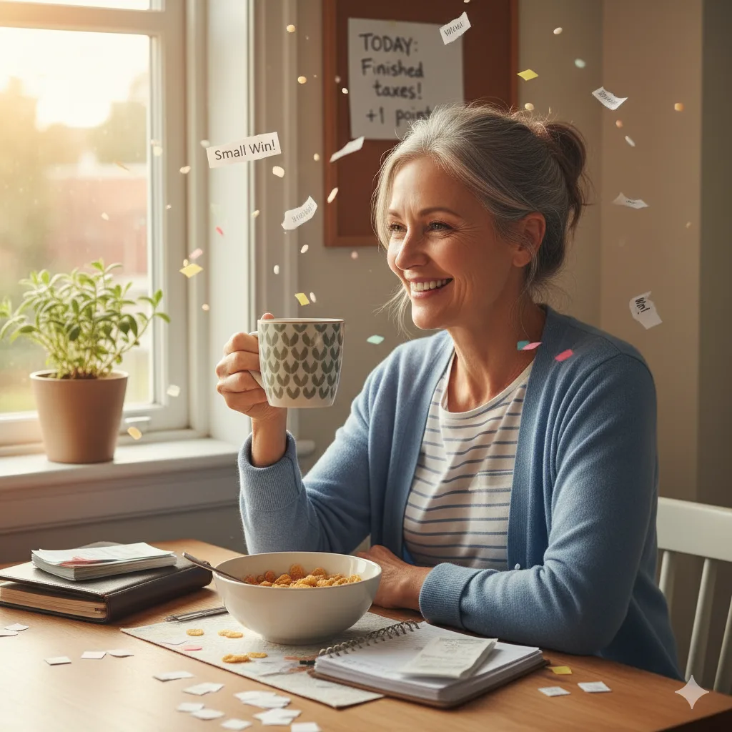 Confident woman analyzing charts while navigating her real life reinvention